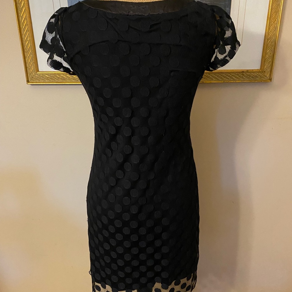 En Focus Studio Black Polka Dot Sheer Overlay Dress with Pockets Size 6 - Picture 2 of 6
